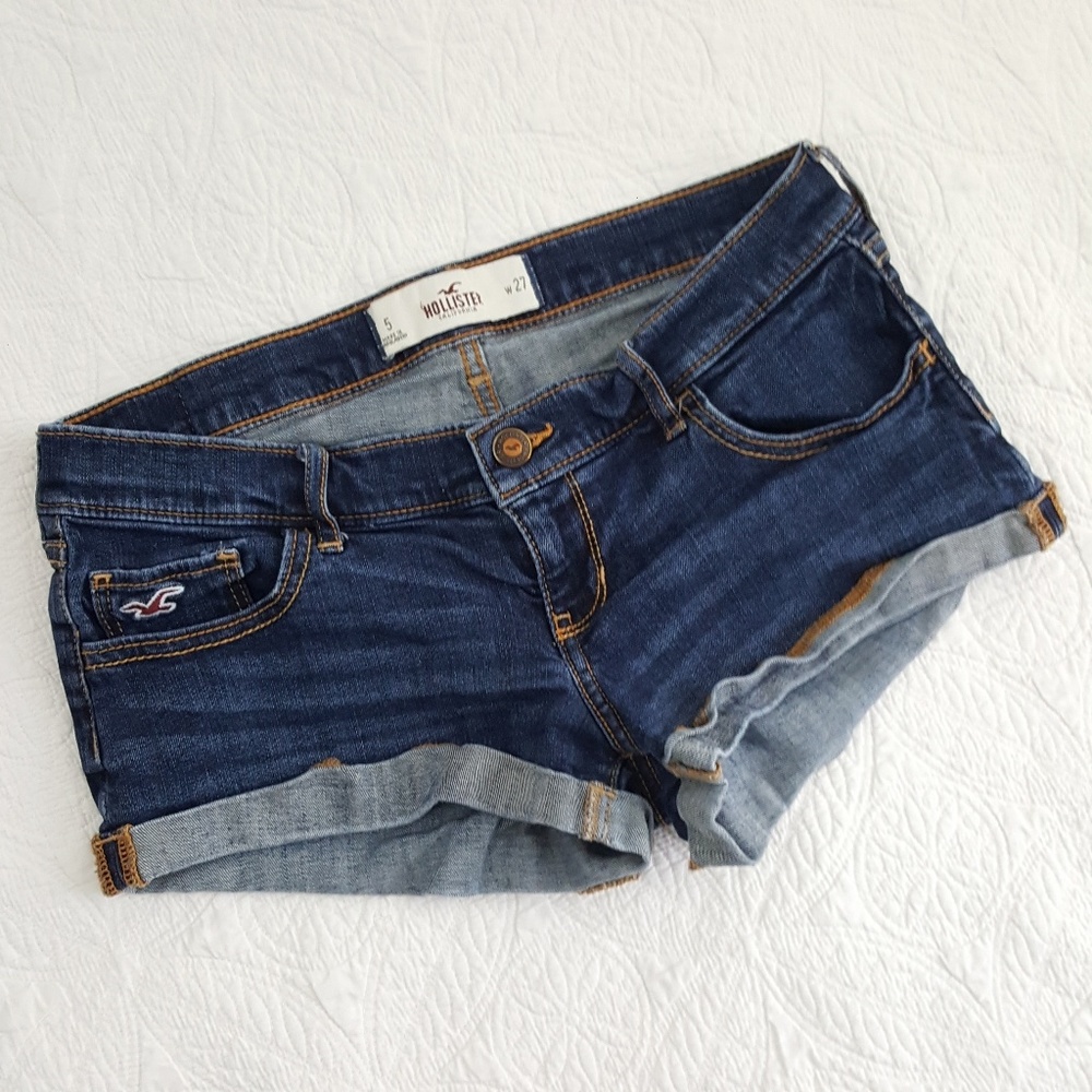 Hollister Dark Wash Factory Faded Shorts Sz 5 w27